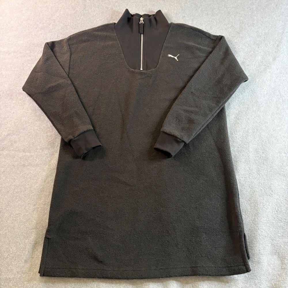 Puma HER Winterized Half-Zip Dress Black Fleece Relaxed Fit 676009 01 Womens S